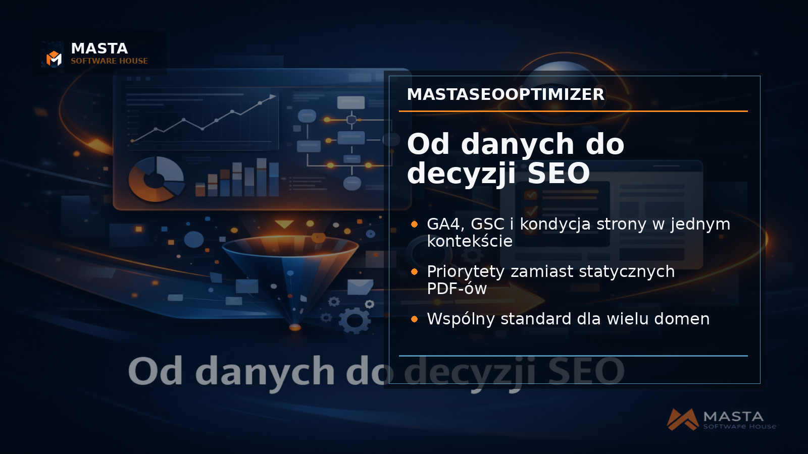 MastaSEOOptimizer jako autopilot decyzji SEO: mniej raportów, więcej działań na stronach firm