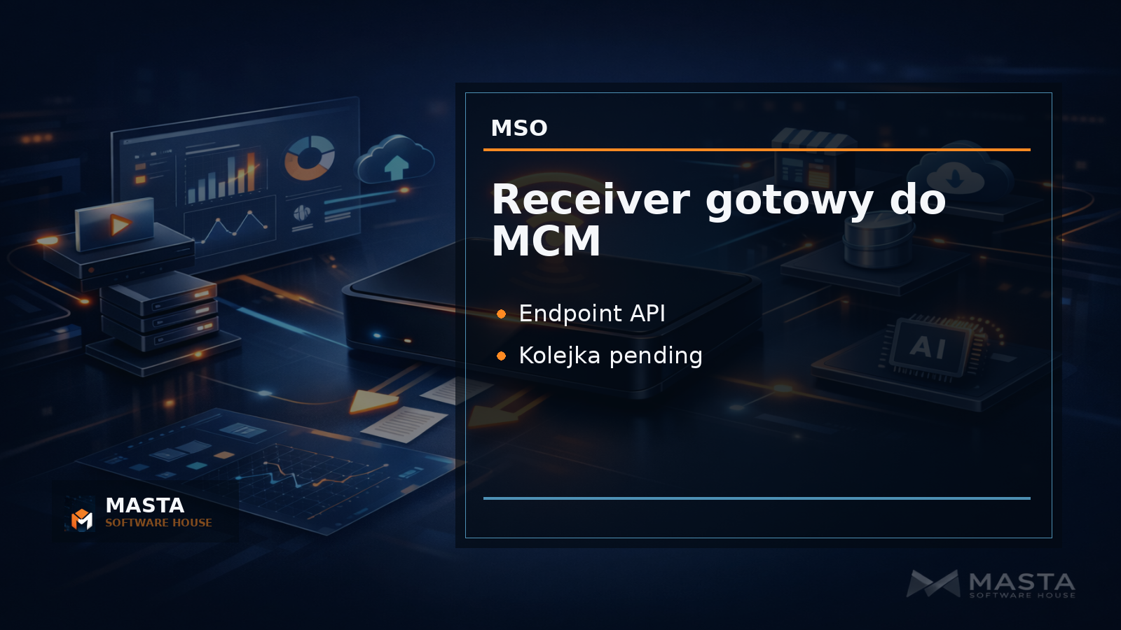 Symboliczna grafika gotowości receivera aktualności Masta Software